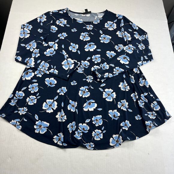 Alfani Pullover Swing Blouse Floral Long Sleeve Stretch Comfort Work Shirt 1X - Picture 1 of 10